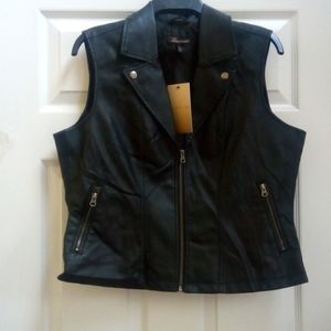 Black leather vest
